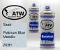 Preview: Saab, Platinum Blue Metallic, 203H: 400ml Sprühdose + 400ml Klarlack - Set, von ATW Autoteile West.
